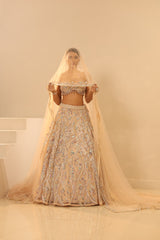 Nude Embroidered Lehenga Set