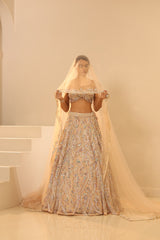 Nude Embroidered Lehenga Set