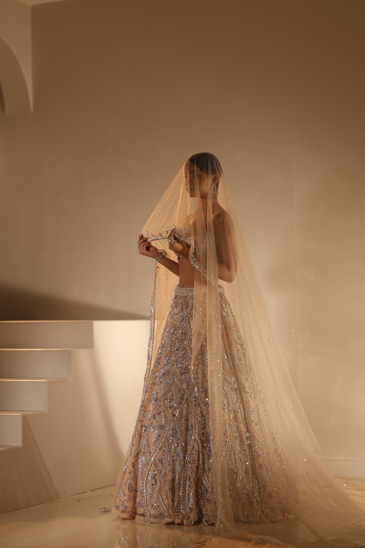 Nude Embroidered Lehenga Set