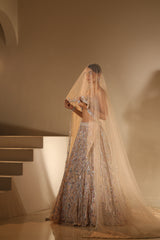 Nude Embroidered Lehenga Set