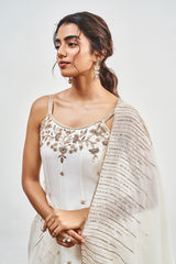 Ivory Kalidaar Set with Ivory Shaded Satin Organza Dupatta