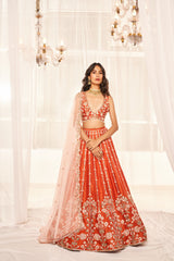 Burnt Orange Bridal Lehenga Set