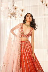 Burnt Orange Bridal Lehenga Set