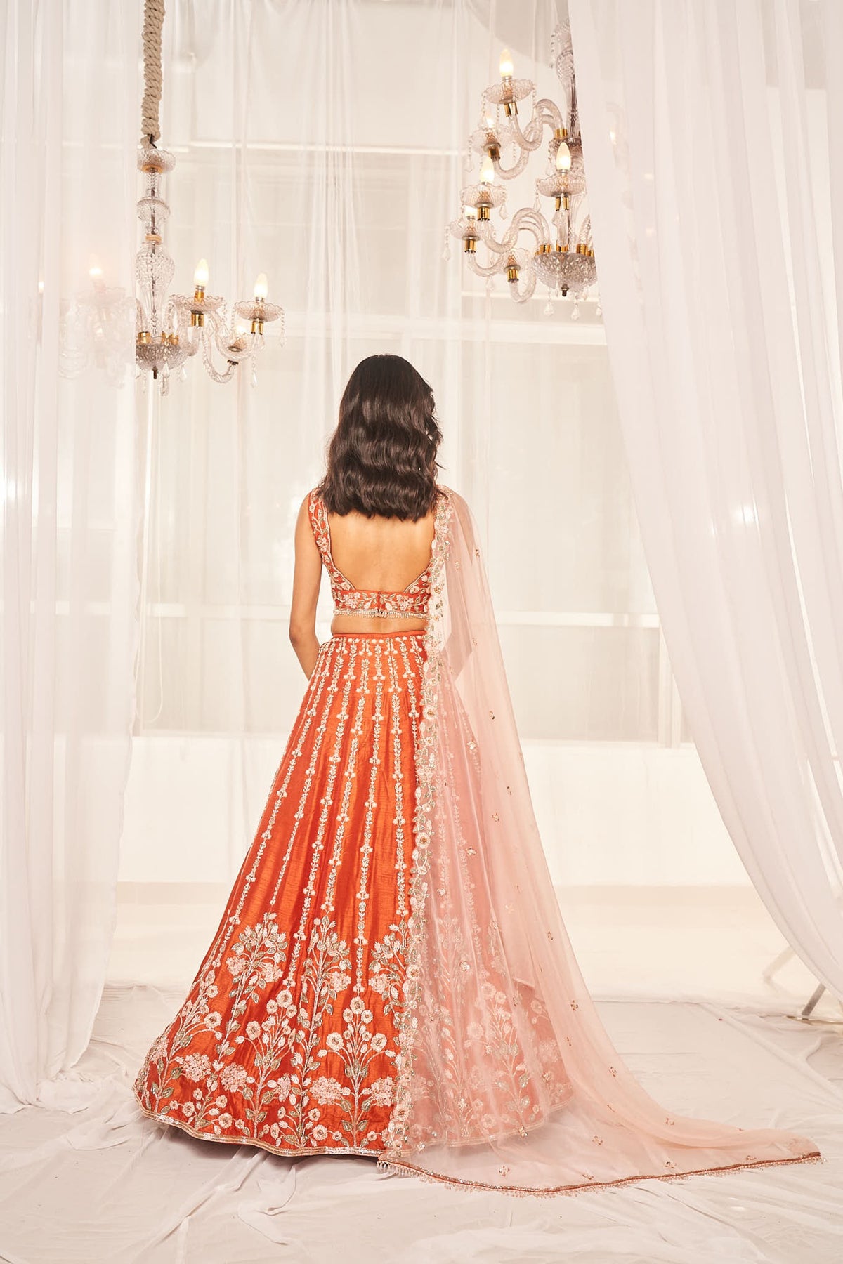Burnt Orange Bridal Lehenga Set