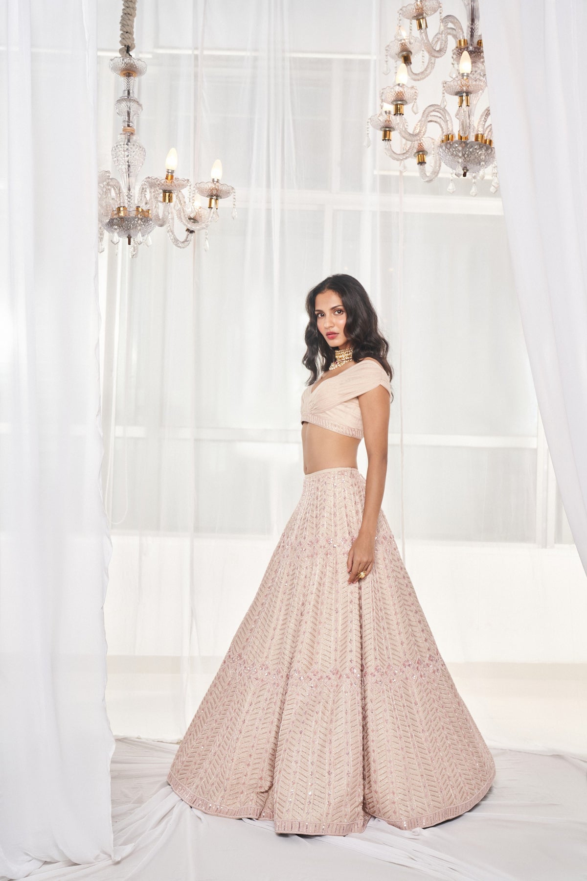 Dusty Beige Bridal Lehenga Set