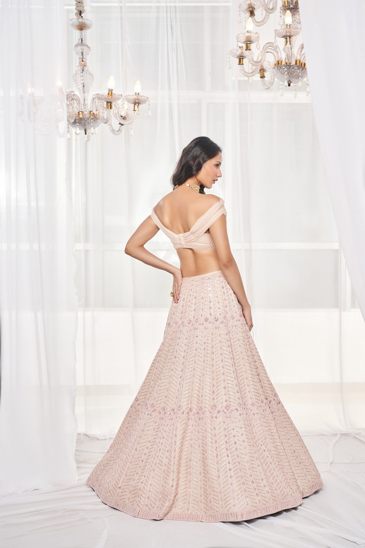 Dusty Beige Bridal Lehenga Set