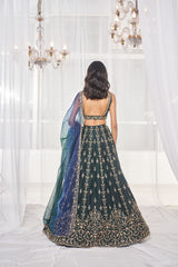 Bottle Green Bridal Lehenga Set