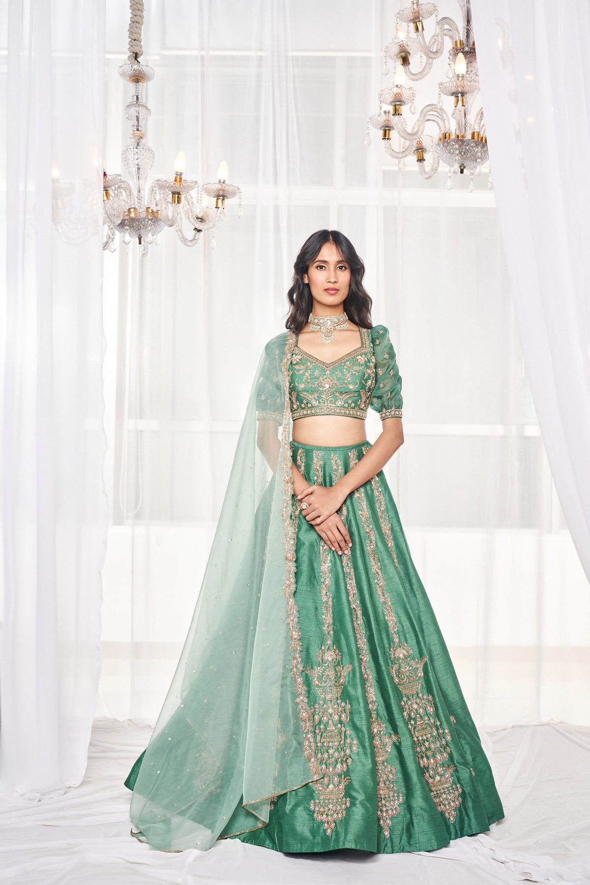 Teal Green Bridal Lehenga Set