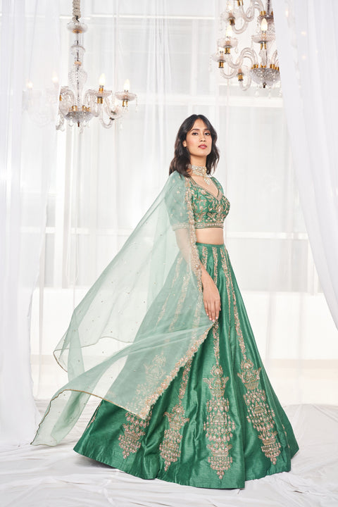 Teal Green Bridal Lehenga Set