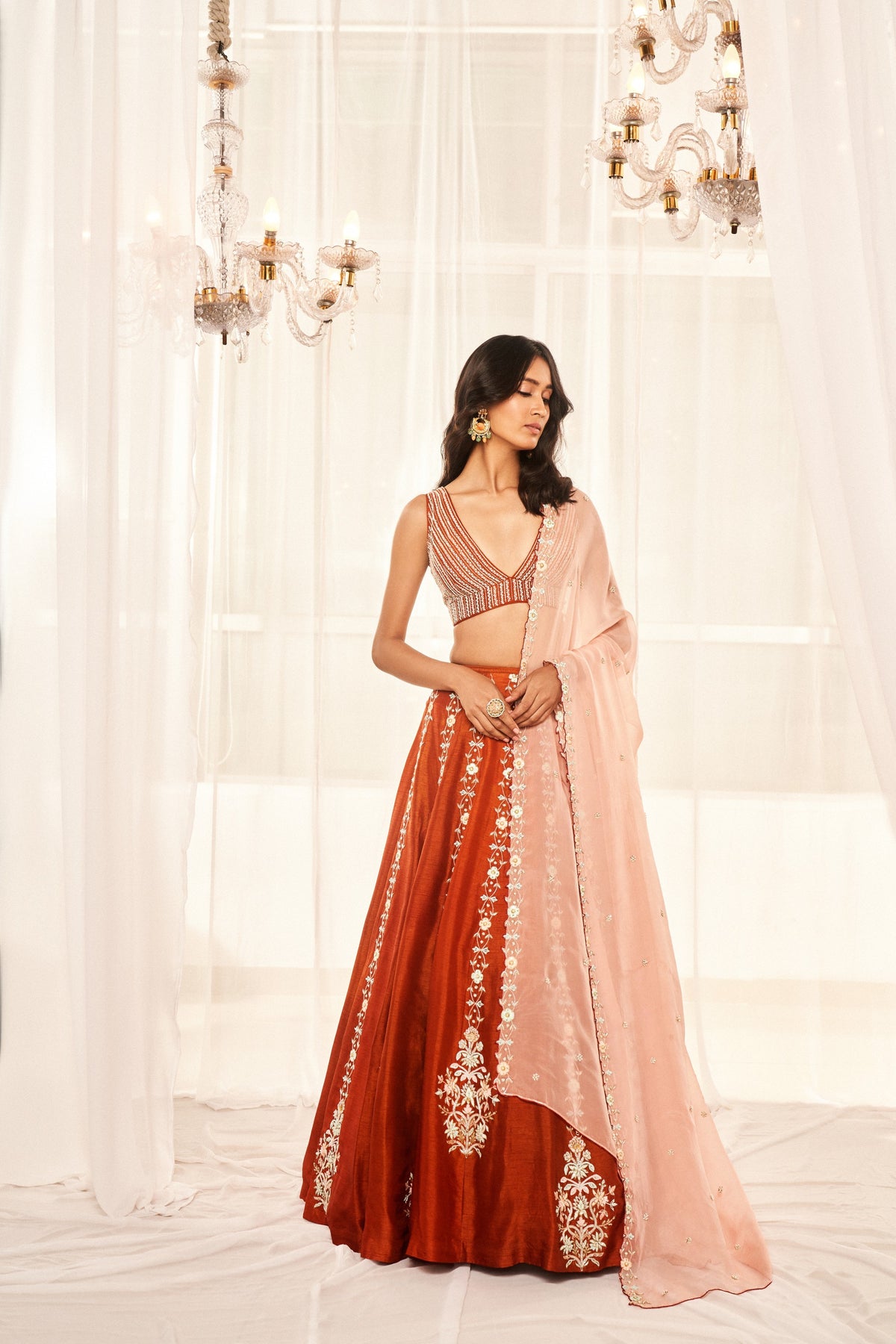 Burnt Orange Lehenga Set