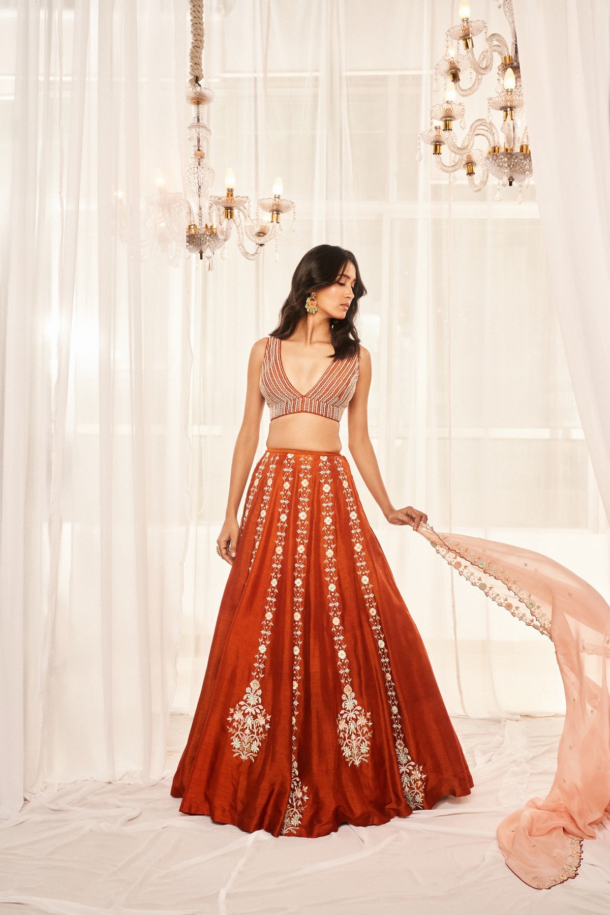 Burnt Orange Lehenga Set
