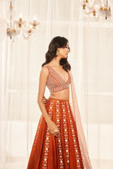 Burnt Orange Lehenga Set