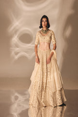 Beige Gold Bridal Lehenga Set