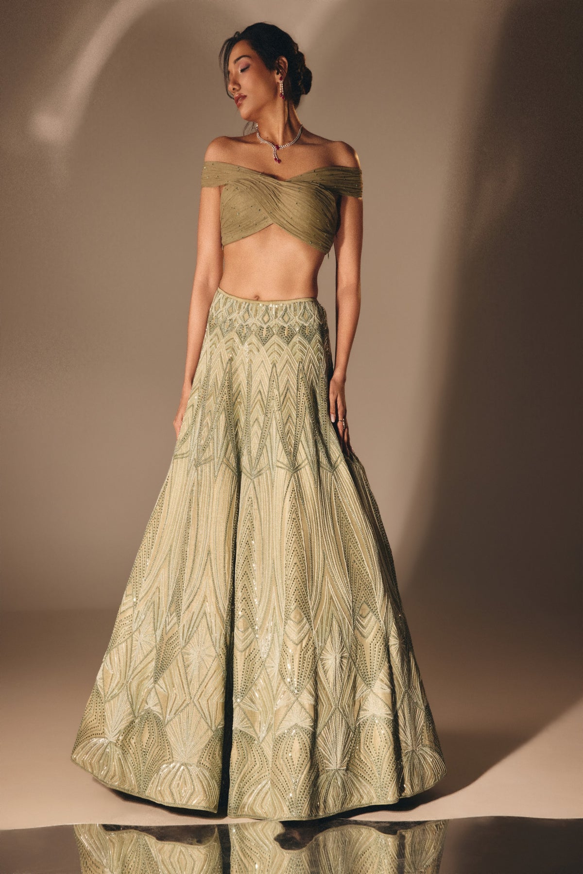 Sage Green Bridal Lehenga Set