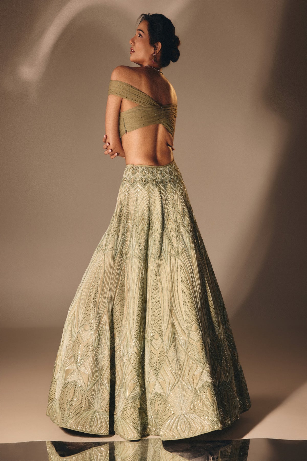 Sage Green Bridal Lehenga Set