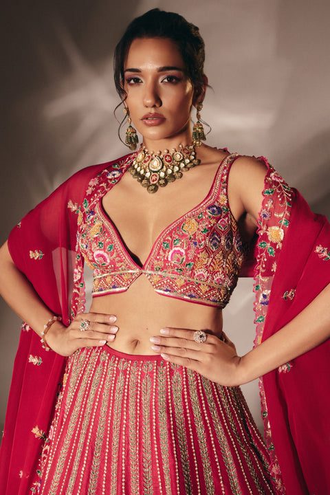 Rose Pink Bridal Lehenga Set