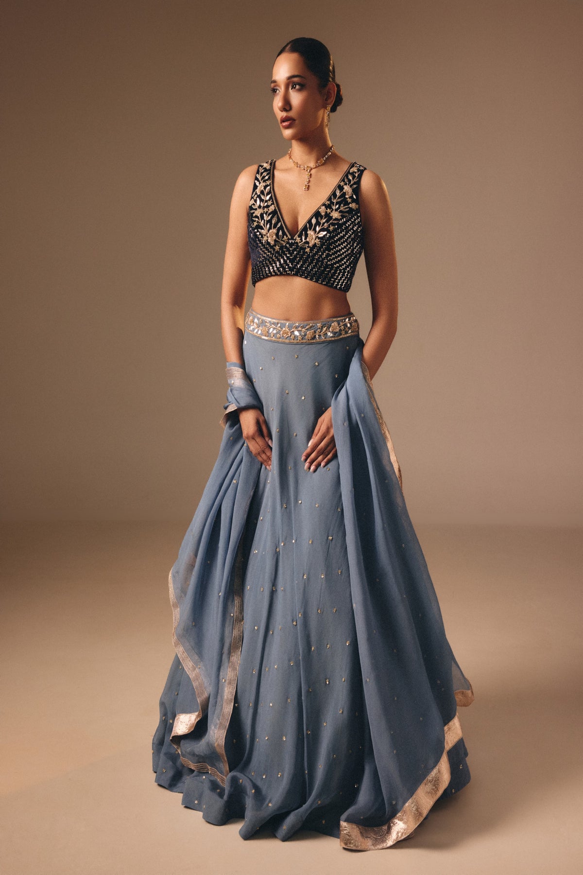 Dusty Blue Lehenga Set