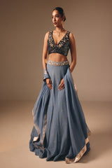 Dusty Blue Lehenga Set