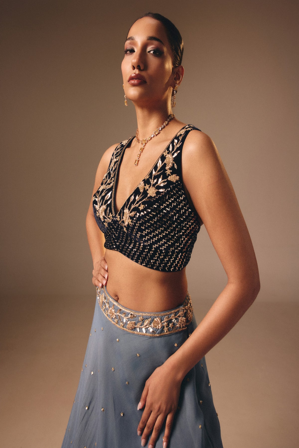 Dusty Blue Lehenga Set