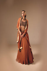 Rust Brown Lehenga Set