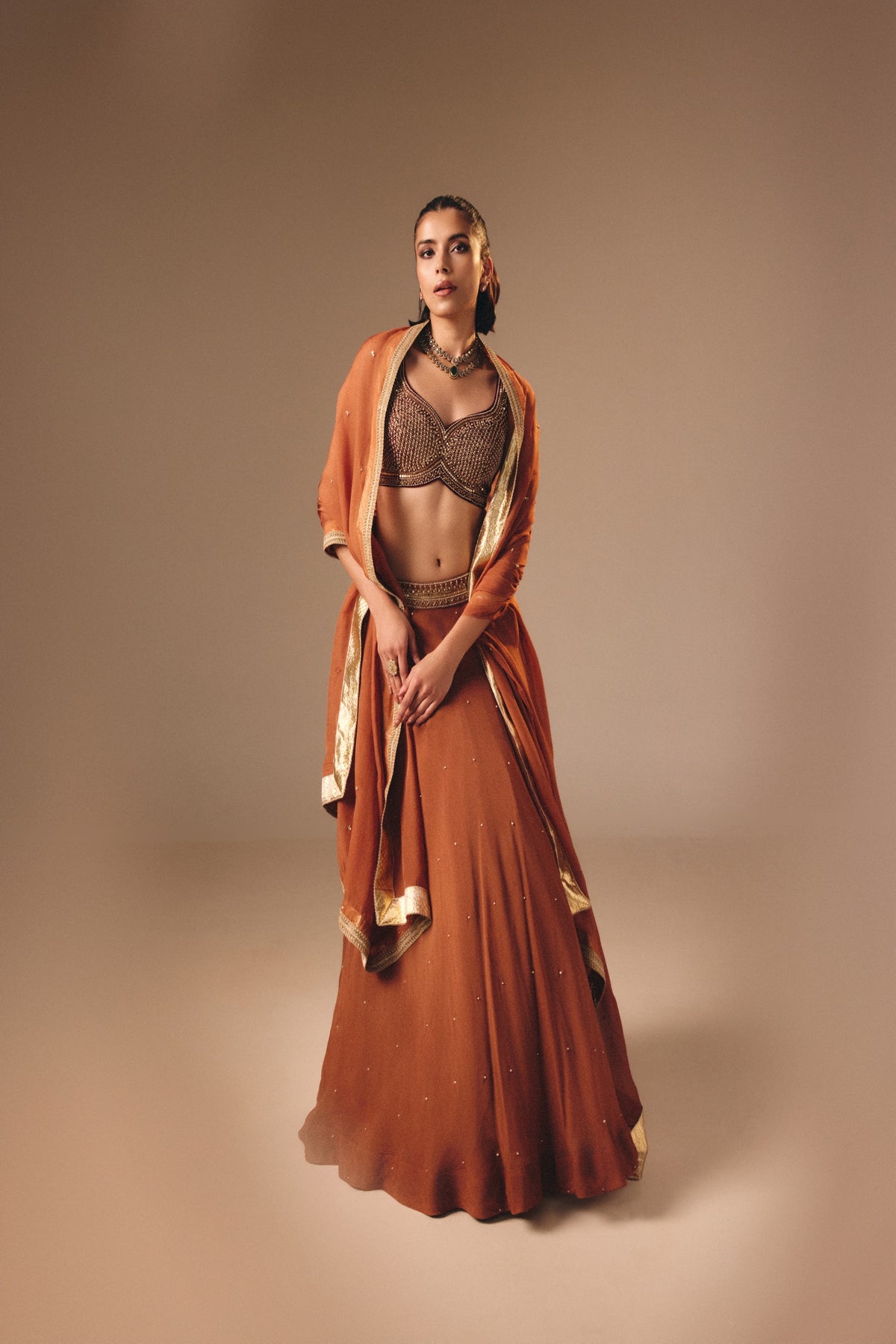 Rust Brown Lehenga Set