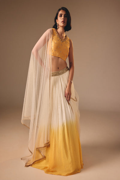 Yellow Ivory Shaded Lehenga Set