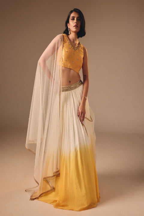 Yellow Ivory Shaded Lehenga Set