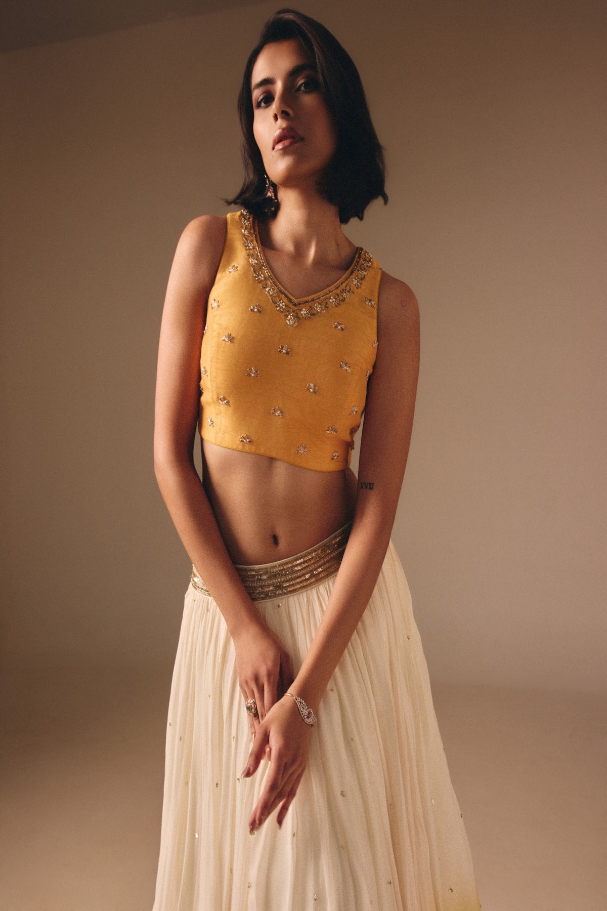 Yellow Ivory Shaded Lehenga Set