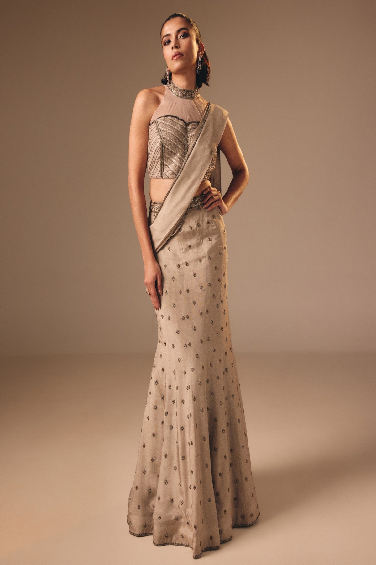 Grey Drape Saree