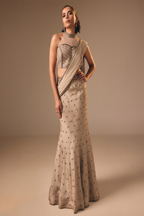 Grey Drape Saree