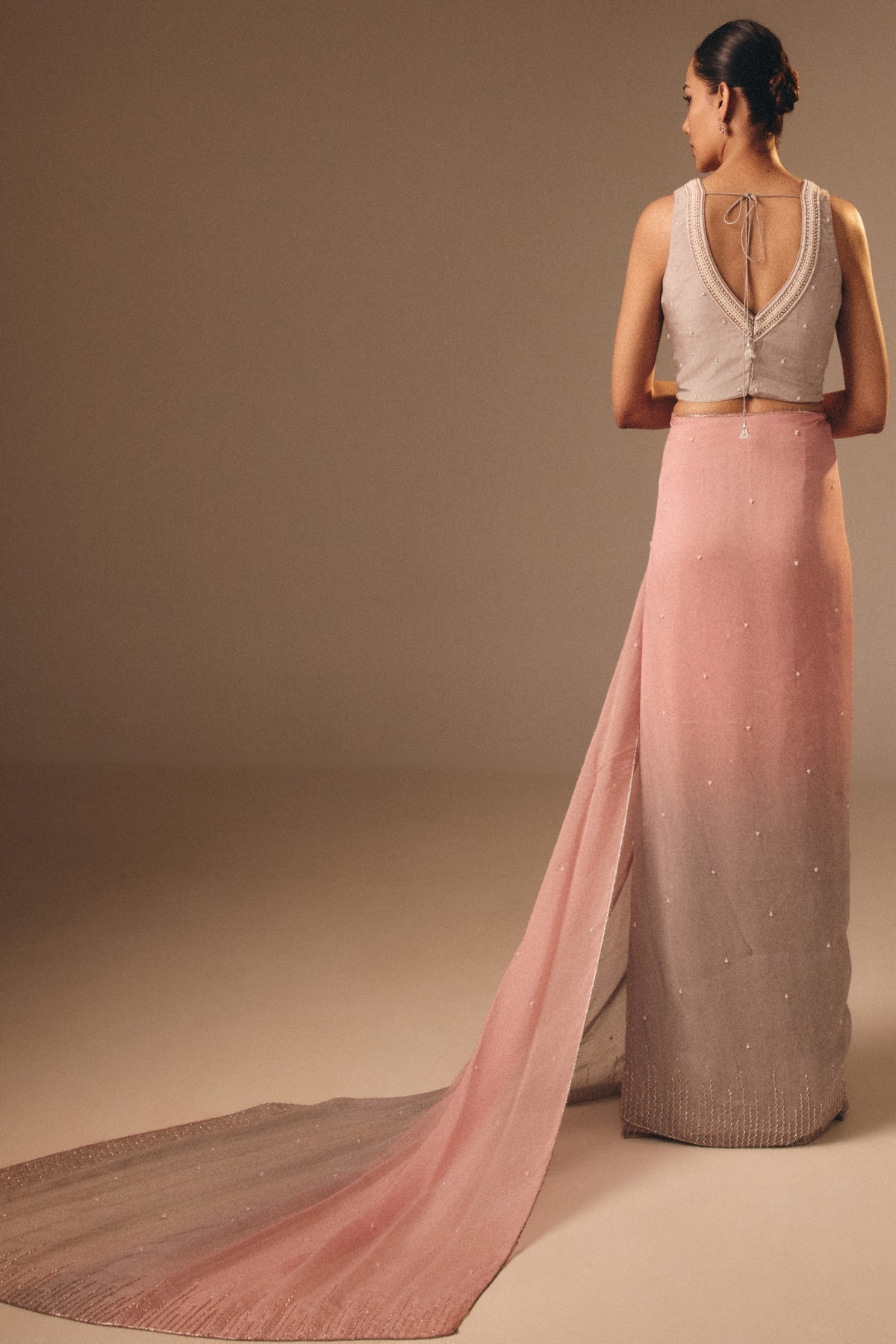 Pink & Grey Shaded Saree