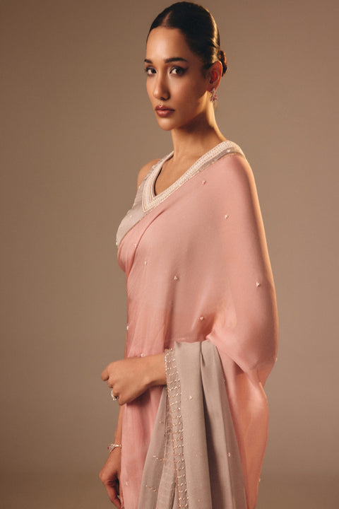 Pink & Grey Shaded Saree