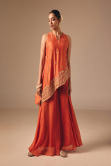 Burnt Orange Asymmetrical Kalidar Set