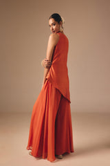 Burnt Orange Asymmetrical Kalidar Set