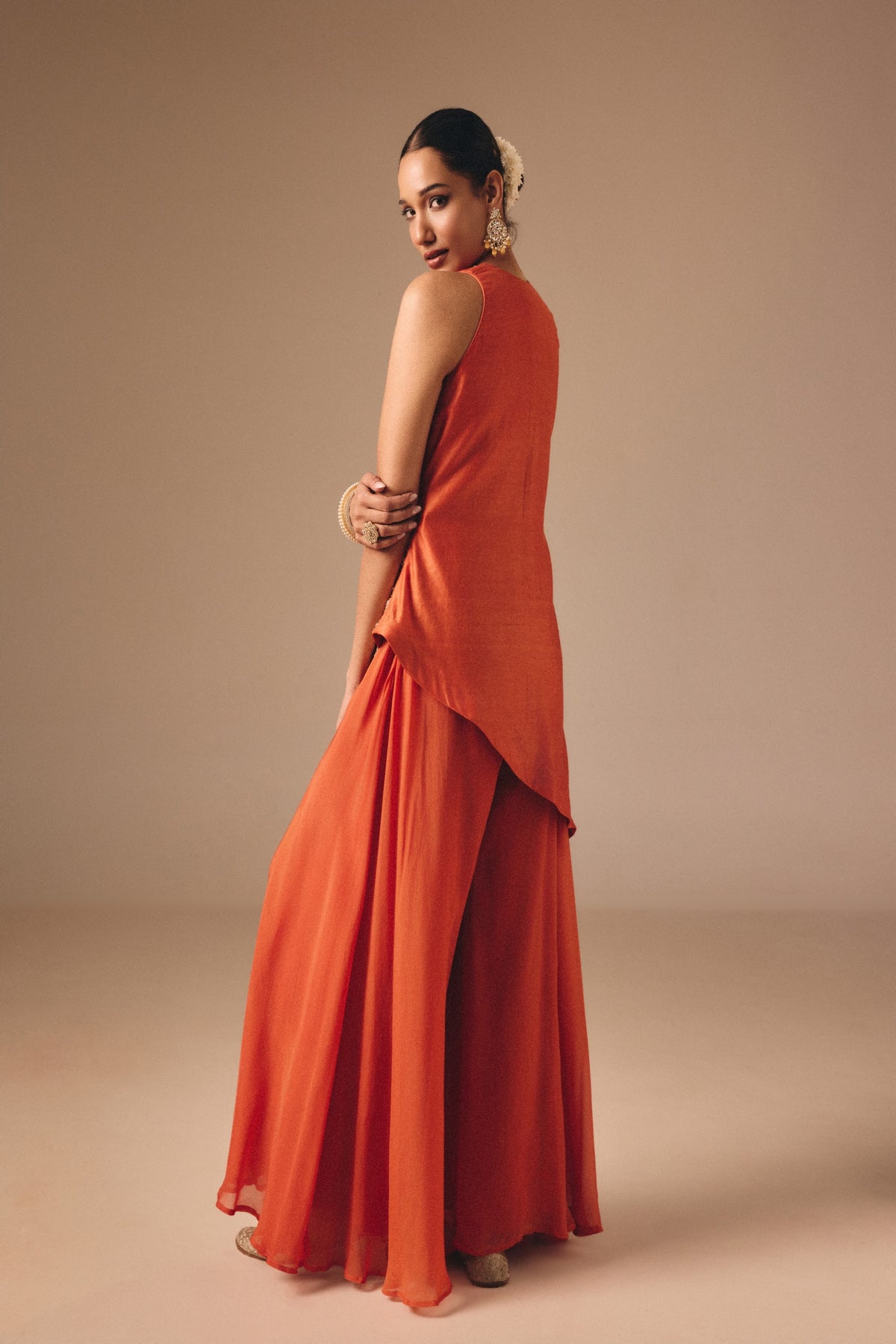 Burnt Orange Asymmetrical Kalidar Set