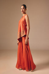 Burnt Orange Asymmetrical Kalidar Set