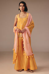 Yellow & Pink Kurta Pant Set