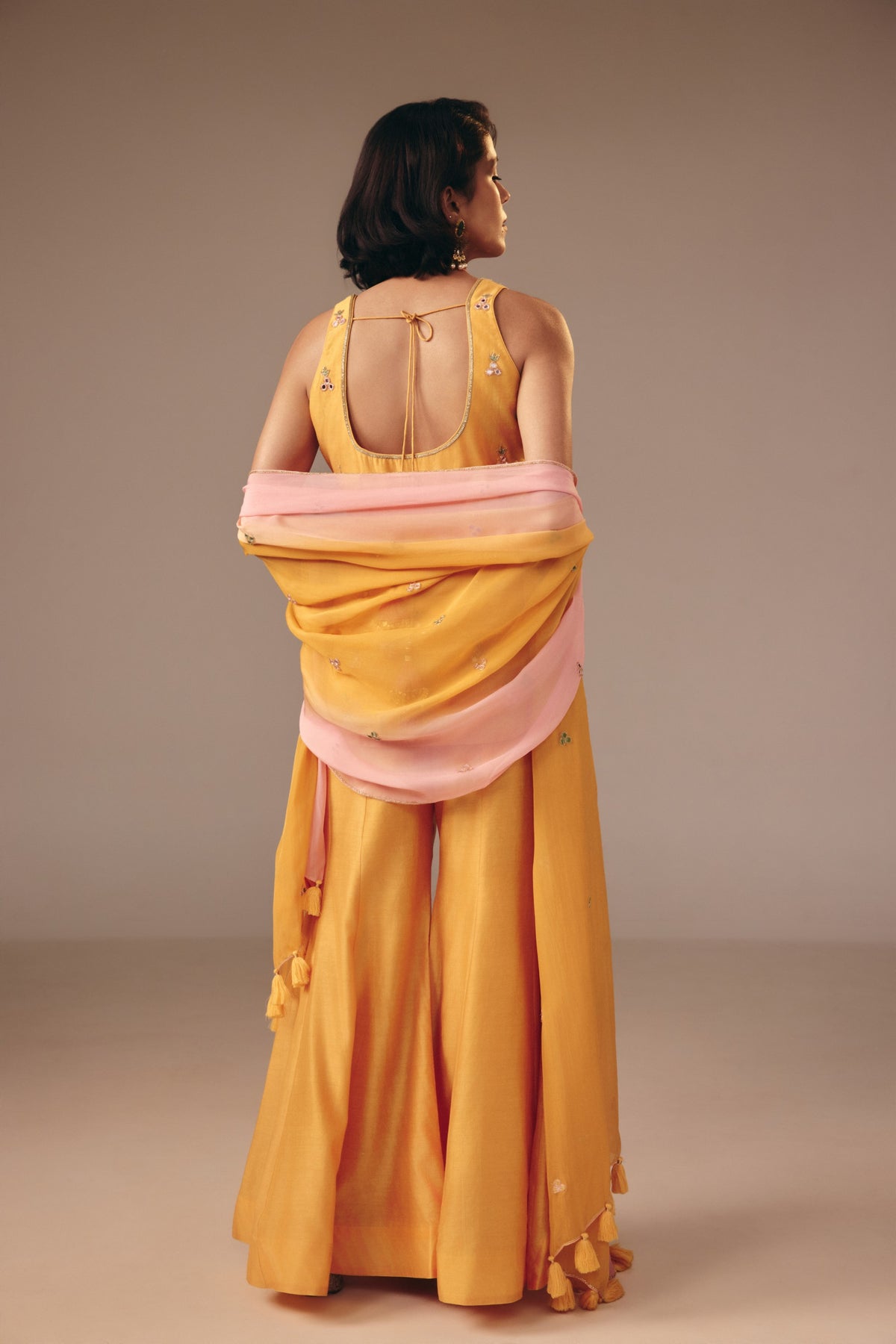 Yellow & Pink Kurta Pant Set