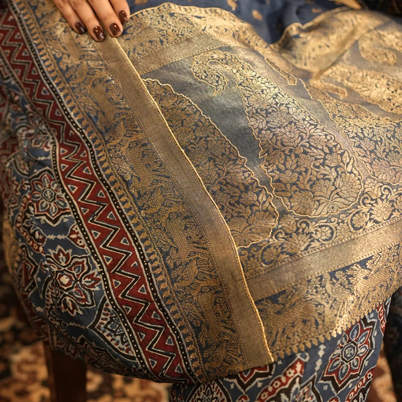 Neelambara Ajrakh Choga And Pants
