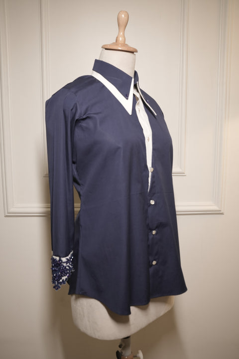 Dark Blue Double Collar Shirt