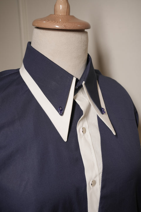 Dark Blue Double Collar Shirt