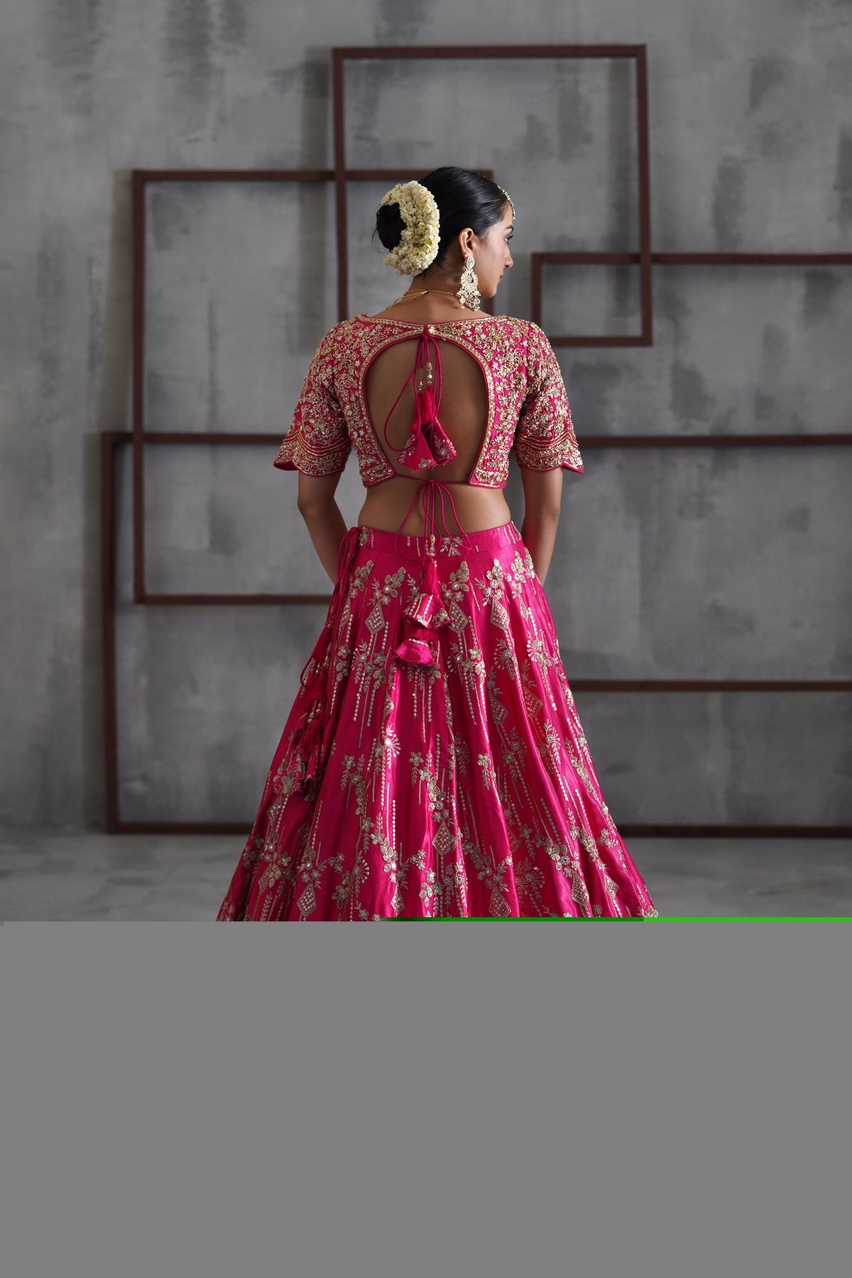Fuchshia Embroidered Blouse, Lehenga And Dupatta