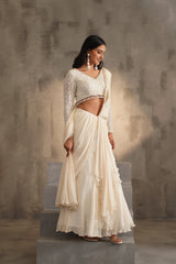 Off White Blouse And Drape Saree