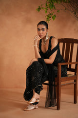 Black Peplum With Palazzo And Dupatta