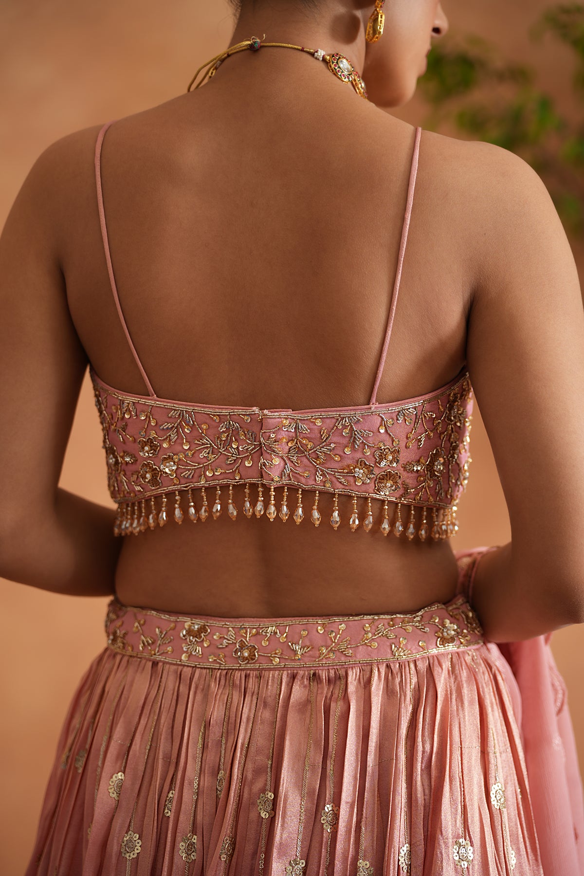 Pink Embroidered Blouse, Lehenga And Dupatta