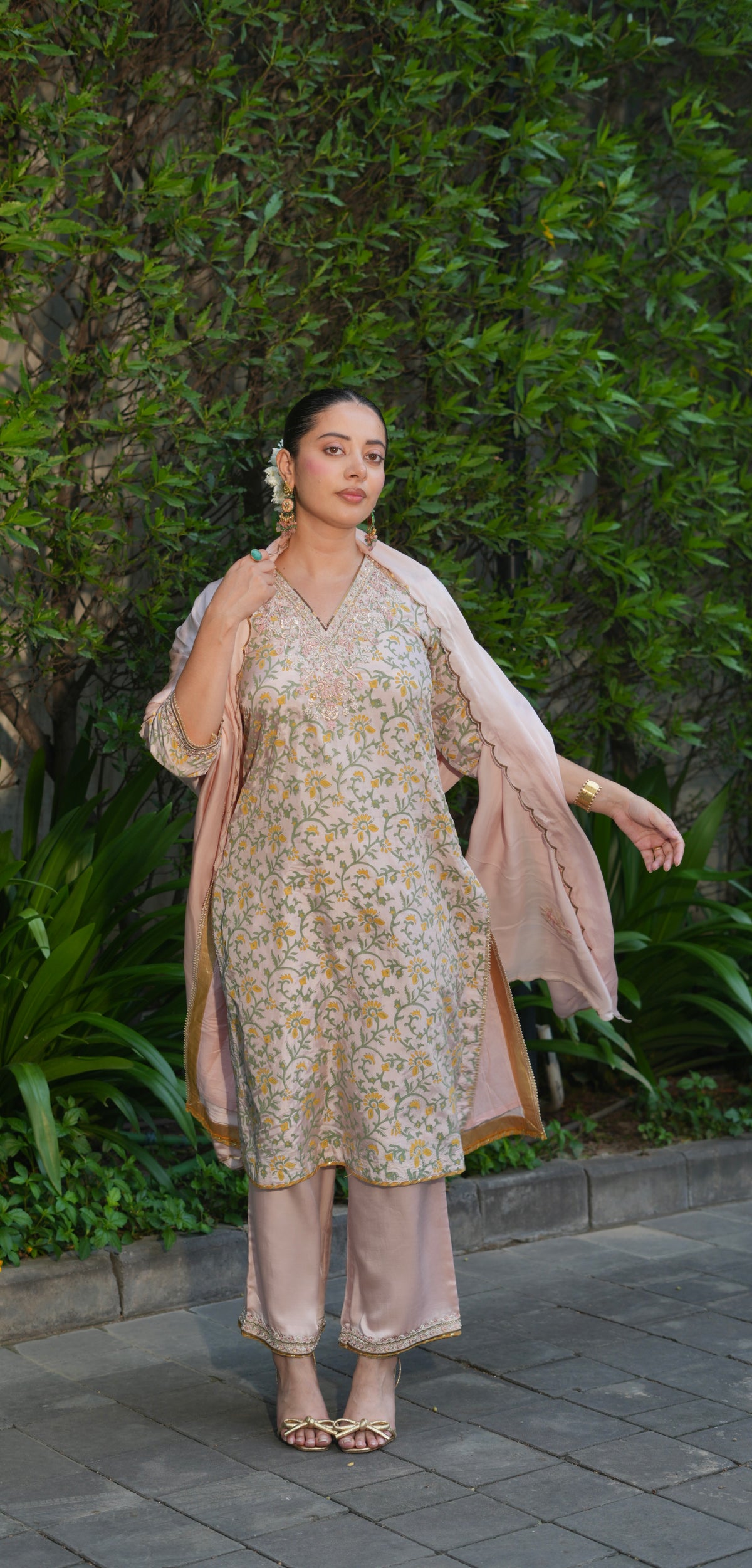 Rose Pink Embroidered Kurta Set with Dupatta