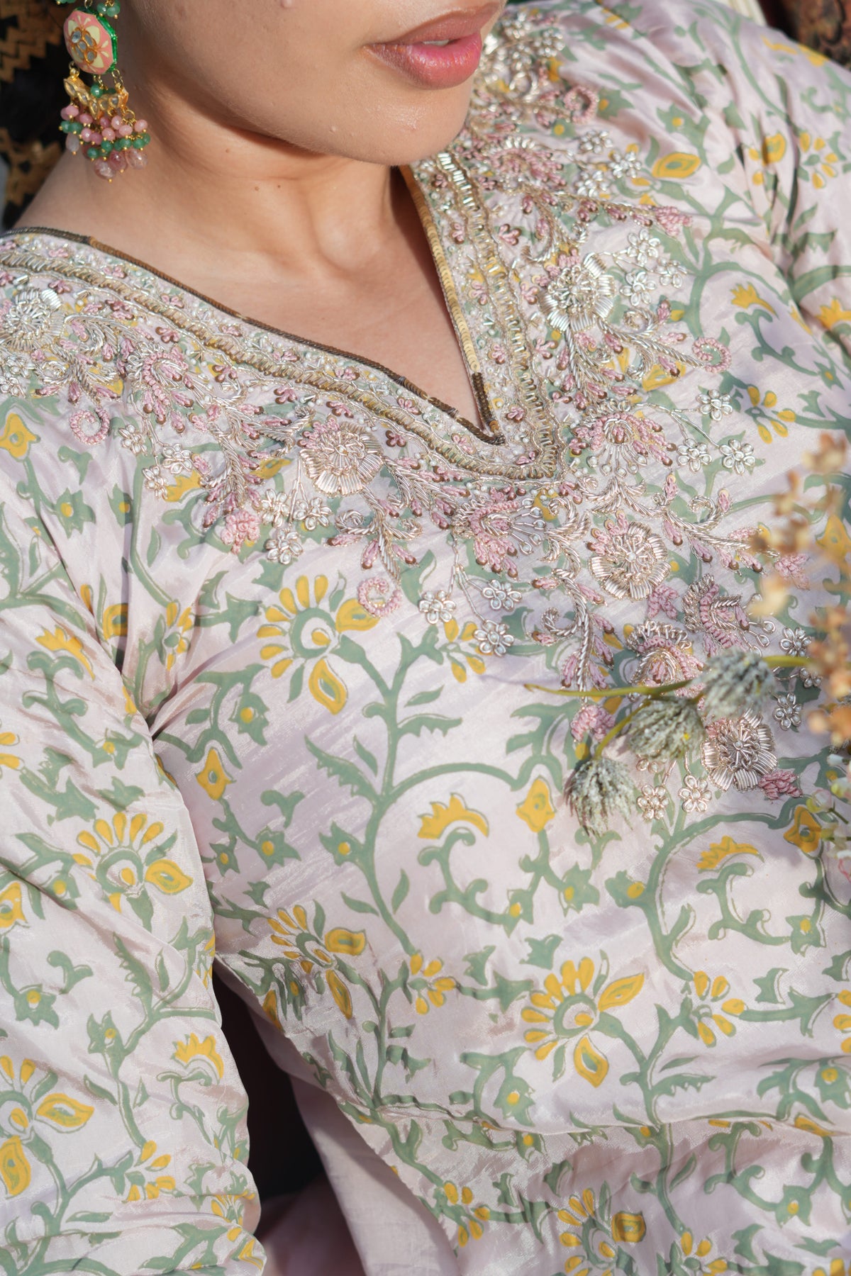 Rose Pink Embroidered Kurta Set with Dupatta