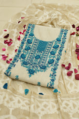 Pure Linen Cotton Suit With Kantha Work