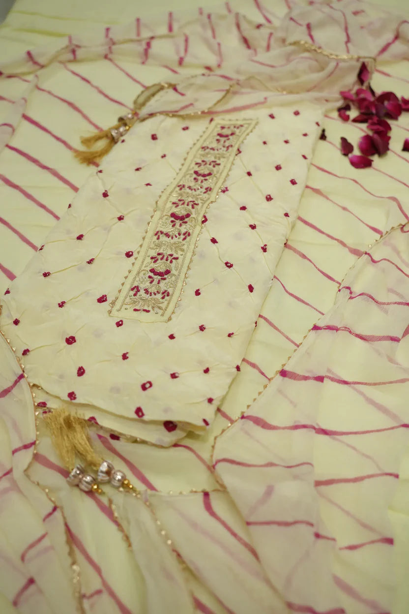 Jaipuri Cotton Suit With Bandhej-Inspired Textures