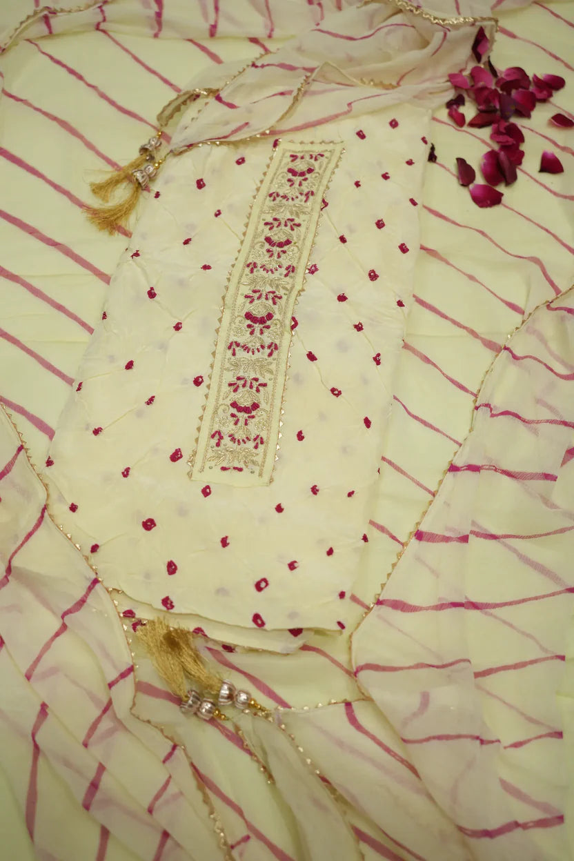 Jaipuri Cotton Suit With Bandhej-Inspired Textures